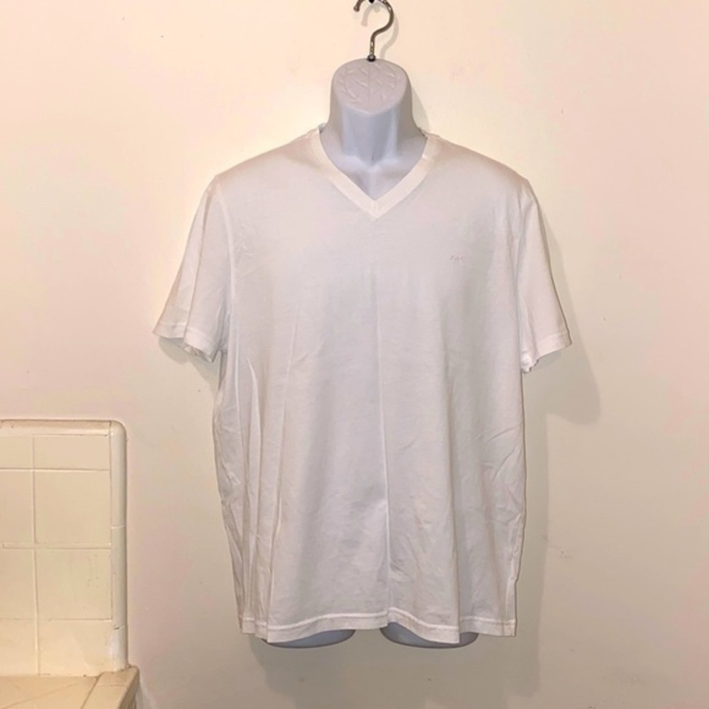 Michael Kors White Solid V-Neck T-Shirt